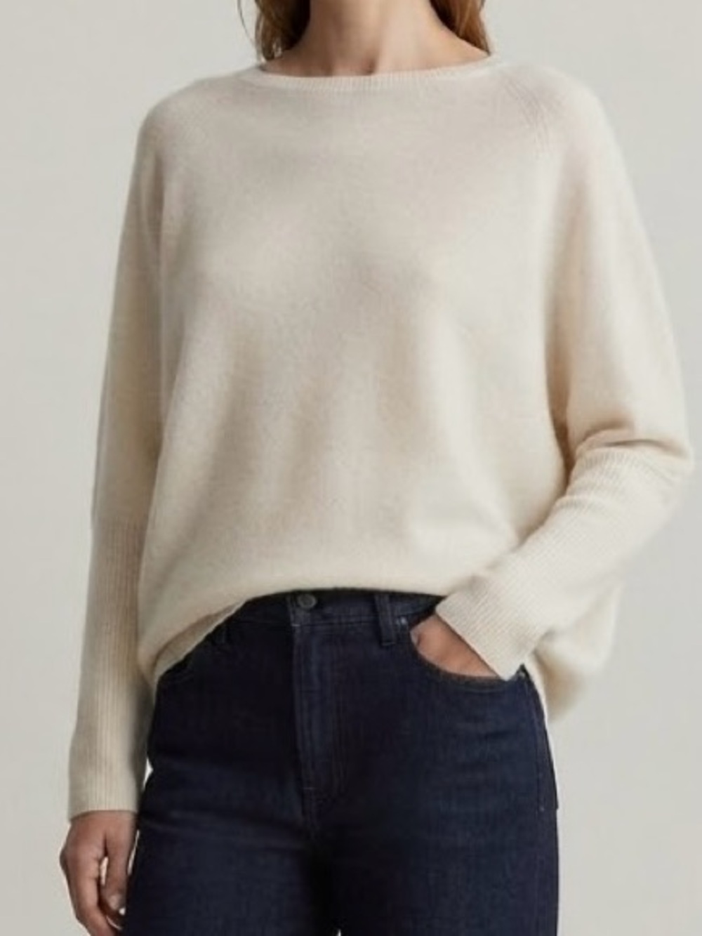 Club Monaco 100% Cashmere Sweater Cream Size Large